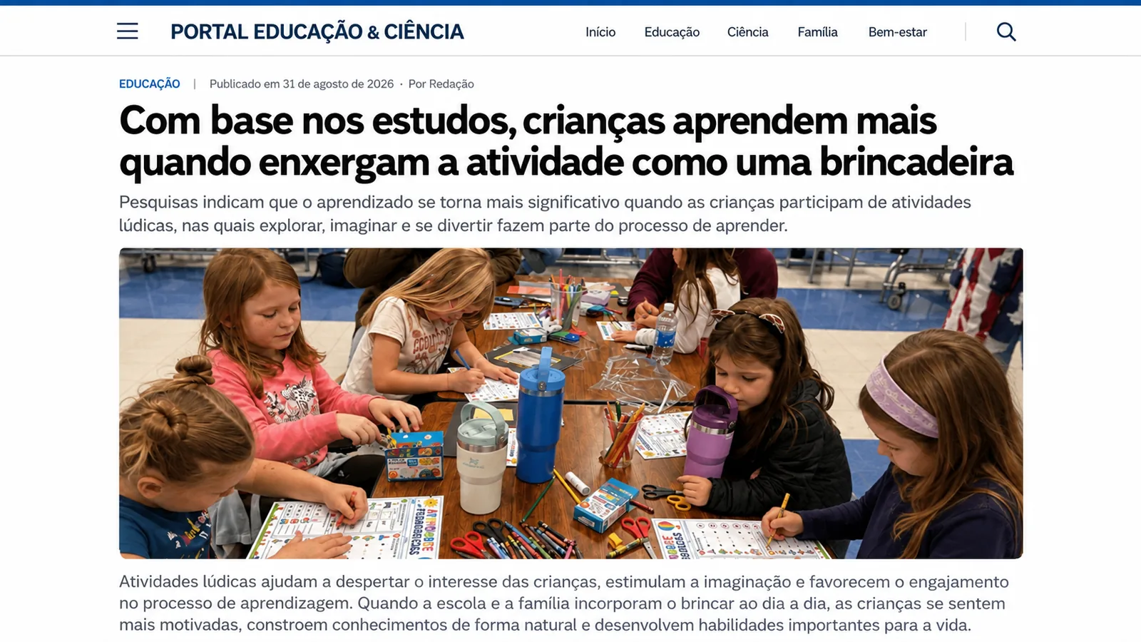 Conteúdo sobre aprendizado lúdico na alfabetização