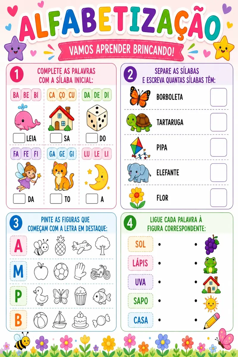 Amostra de atividade 2 do Kit Completo de Alfabetização