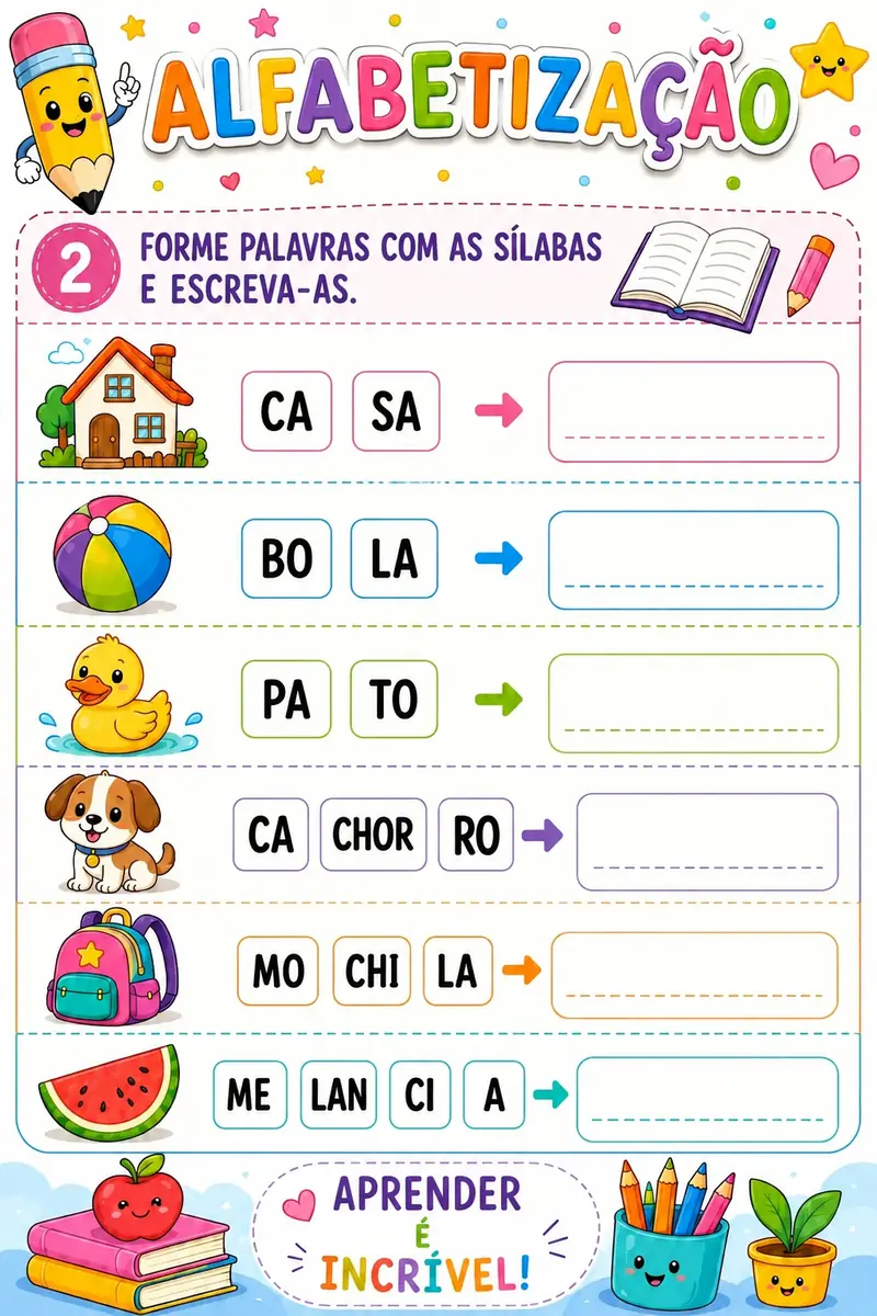 Amostra de atividade 4 do Kit Completo de Alfabetização