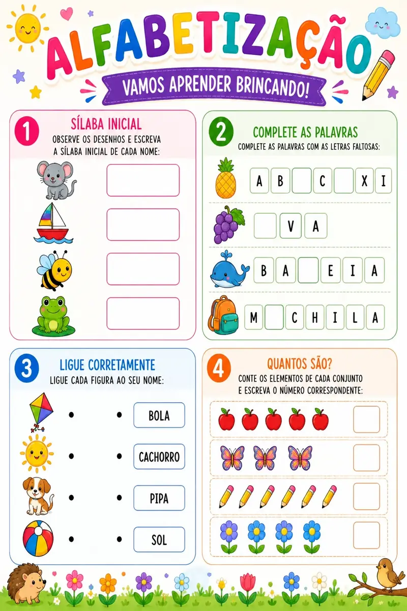 Amostra de atividade 5 do Kit Completo de Alfabetização