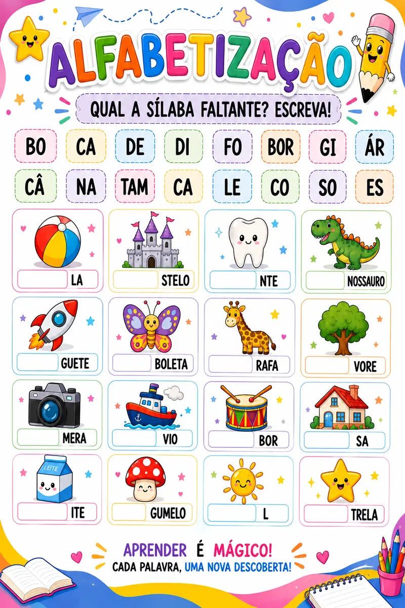 Amostra de atividade 6 do Kit Completo de Alfabetização
