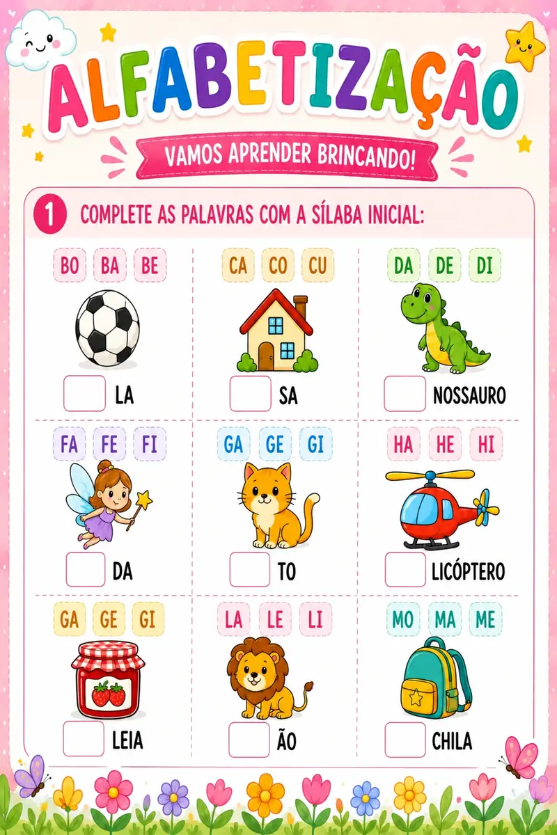 Amostra de atividade 7 do Kit Completo de Alfabetização